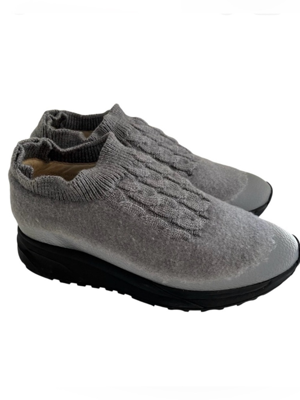 Maison Martin Margiela Gray Cable Knit Slip-On Sneakers 39.5(9.5) LIKE NEW
